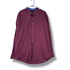 Izod Shirt Mens XL X Large Red Check Button Down Longsleeve